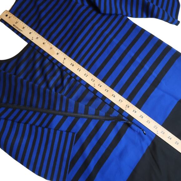 Ann Taylor Navy & Black Preppy Shift Dress Nautical Crew Neck Long Sleeve Sz L - Picture 10 of 12